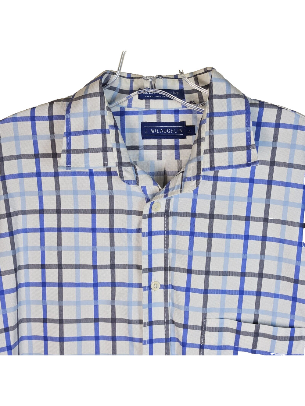 J.McLaughlin Supreme 100s Button Down Shirt Mens L Cotton Italian Tartan Plaid